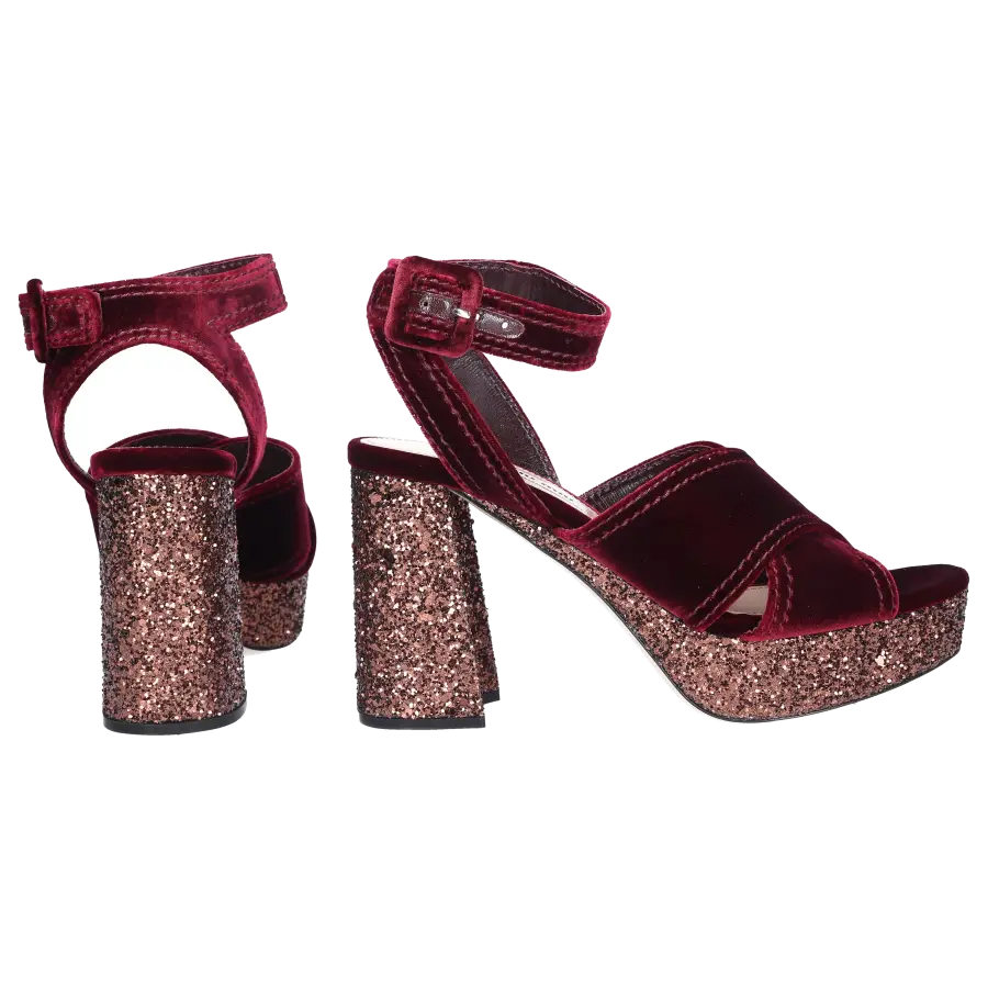 Miu Miu - Plateausandalen Samt - rot