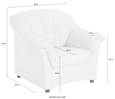 DOMO collection Sessel Flores, wahlweise mit Federkern (nicht bei Microfaser PRIMABELLE®-Struktur)