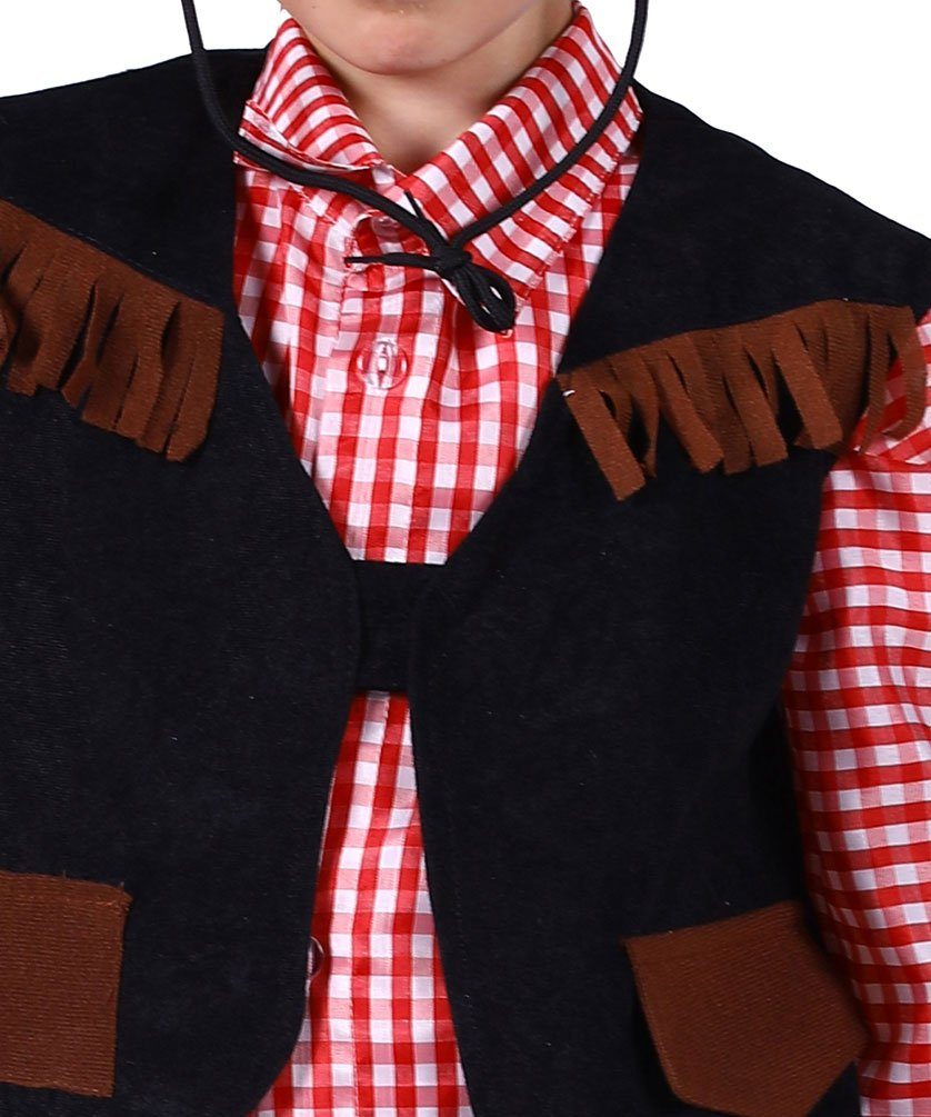 Karneval-Klamotten Cowboy-Kostüm Jungen Rodeo Wilder Westen, Kinderkostüm mit Chaps, Hemd und Weste