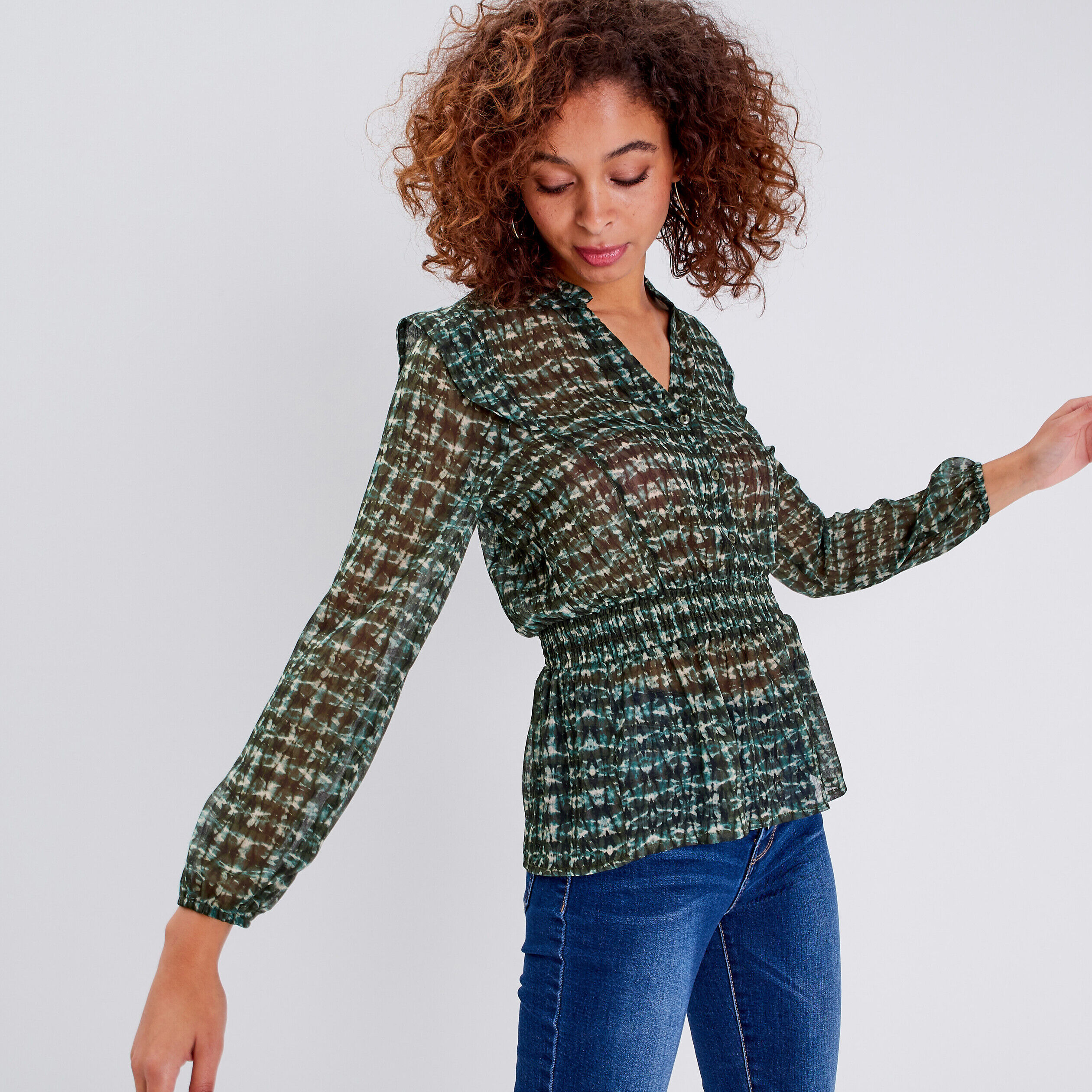 Blouse manches longues blanc femme | Cache Cache