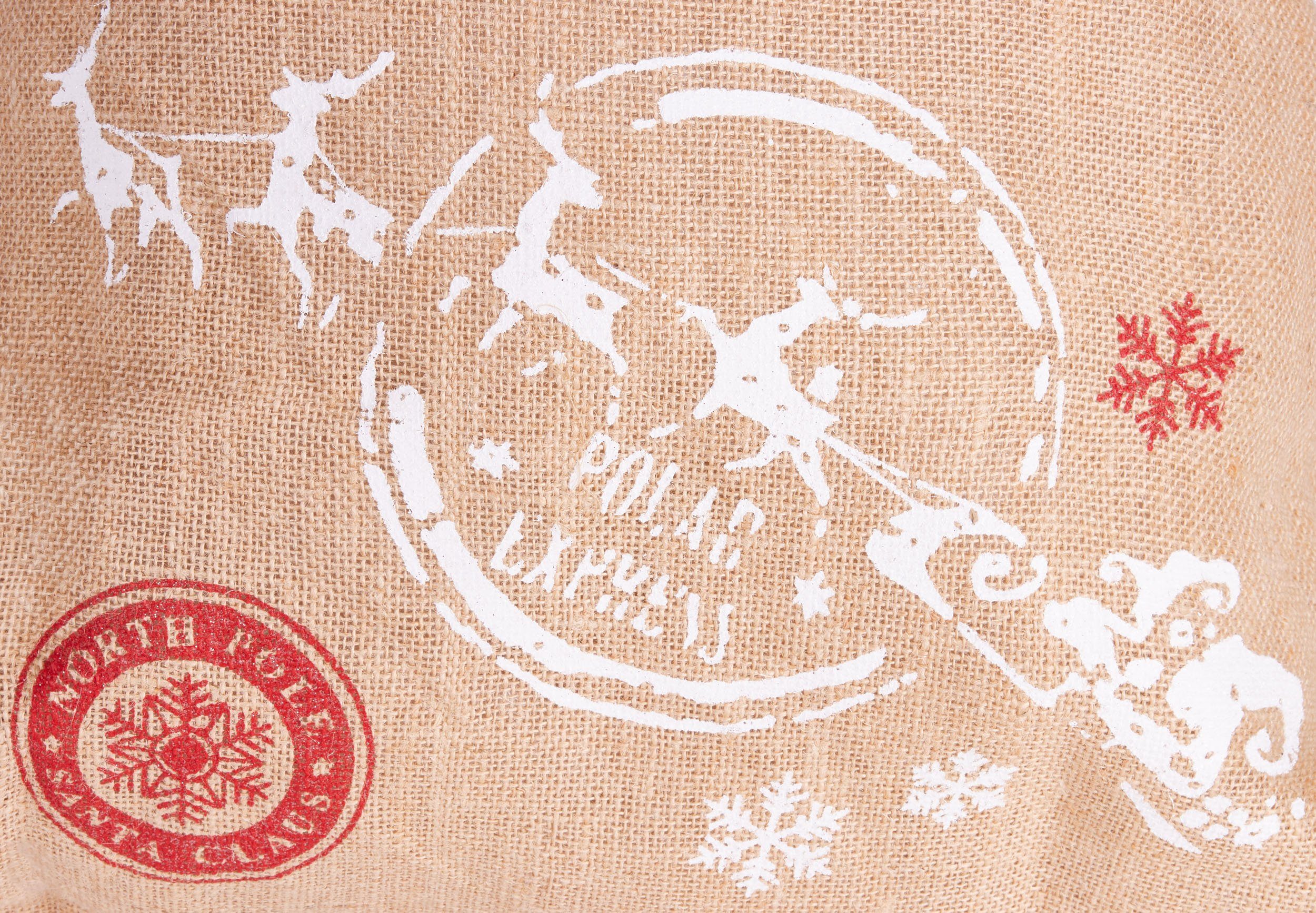 BRUBAKER Aufbewahrungstasche Weihnachtssack Special Delivery Weihnachtsmann mit Schlitten (Jutesack, 1-tlg., Weihnachten), Nikolaussack Jutebeutel Sack mit Kordel zum Verpacken von Geschenken
