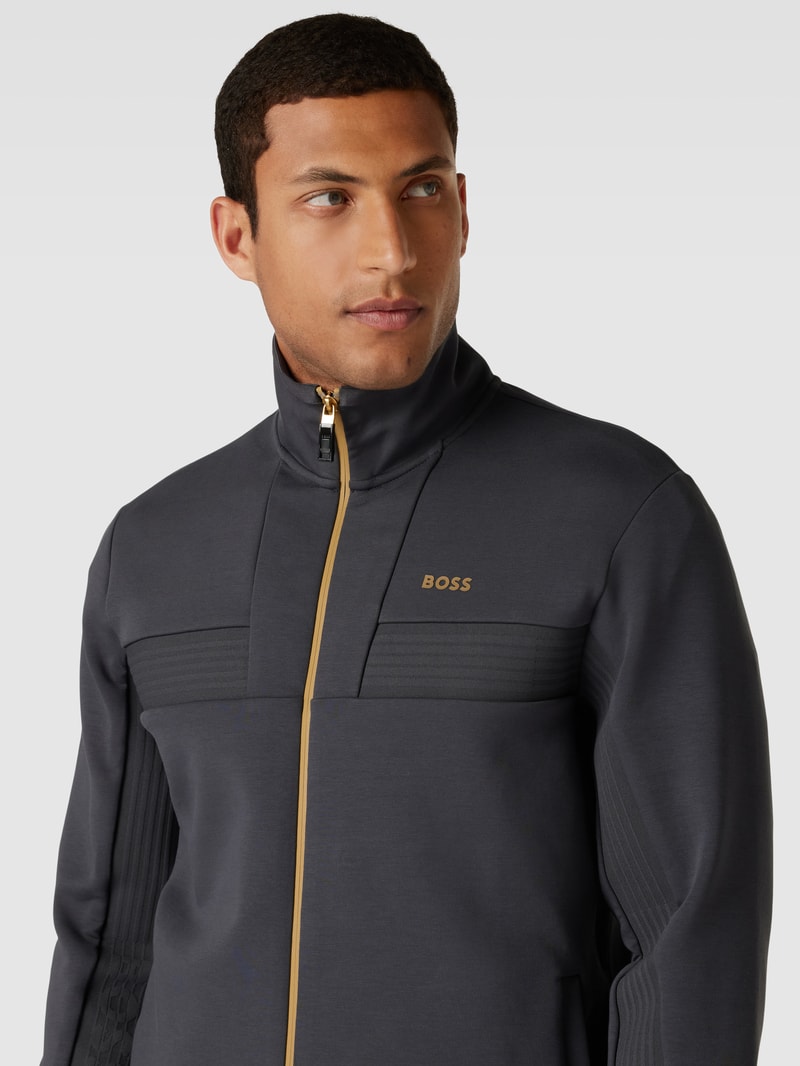 Sweatjacke mit Stehkragen in graphit