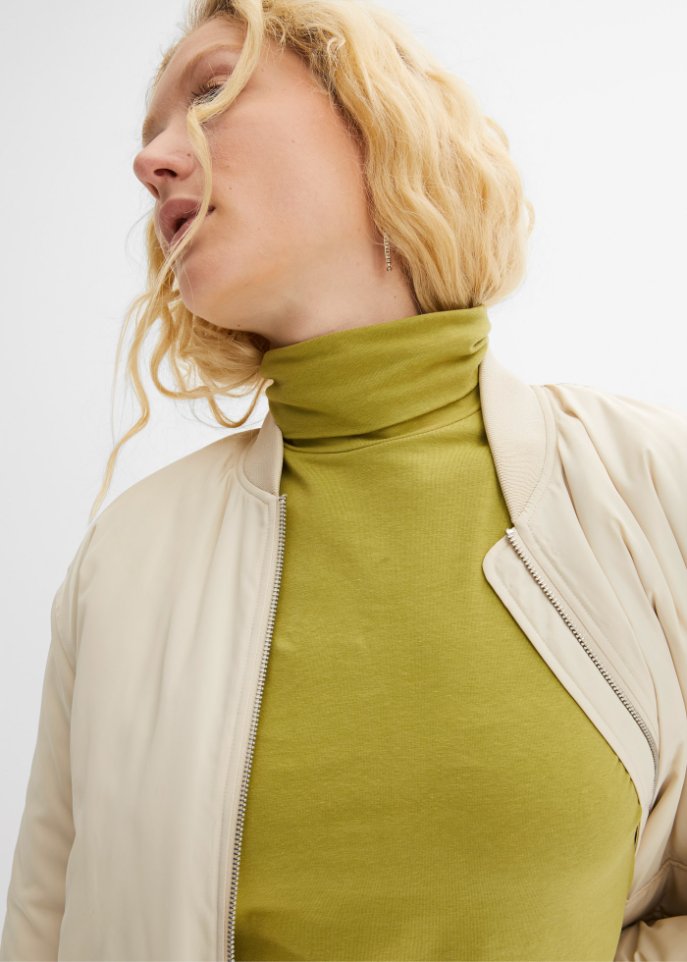 Rollkragen-Stretch-Shirt, Langarm
