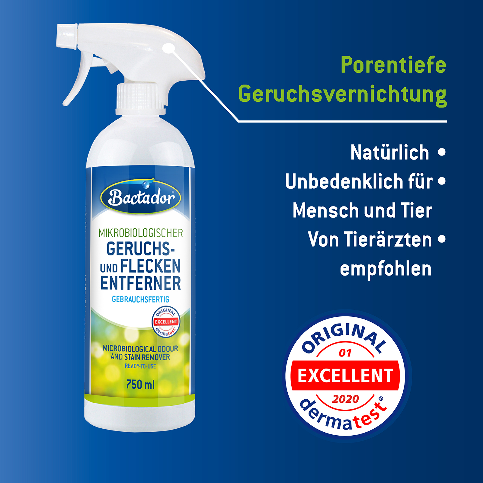 Bactador Reinigungsmittel & -geräte Bactador Geruchs- und Fleckenentferner Spray 750 ml