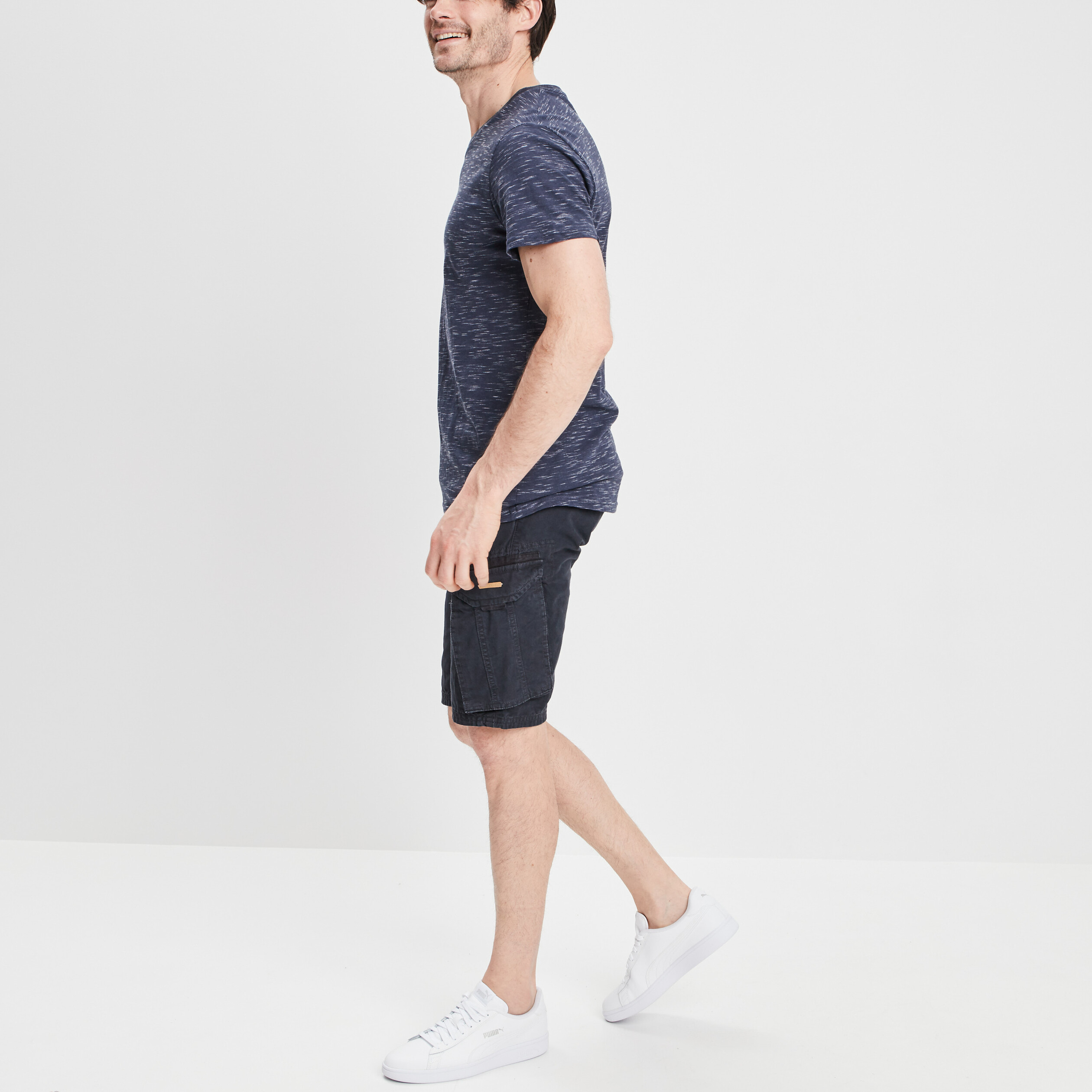 Bermuda regular avec ceinture Trappeur bleu marine homme | La Halle