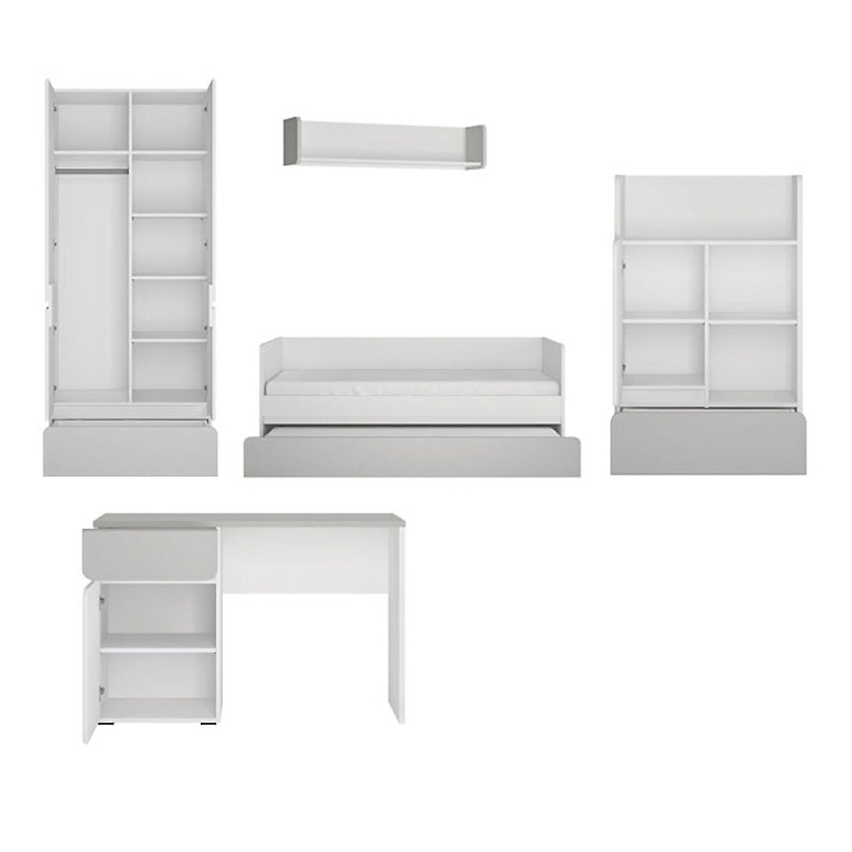 Jugendzimmer-Set Albi komplett 5-teilig grifflos