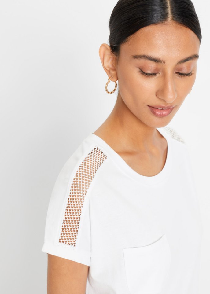 Lockeres Shirt mit Spitze-Detail aus Bio-Baumwolle