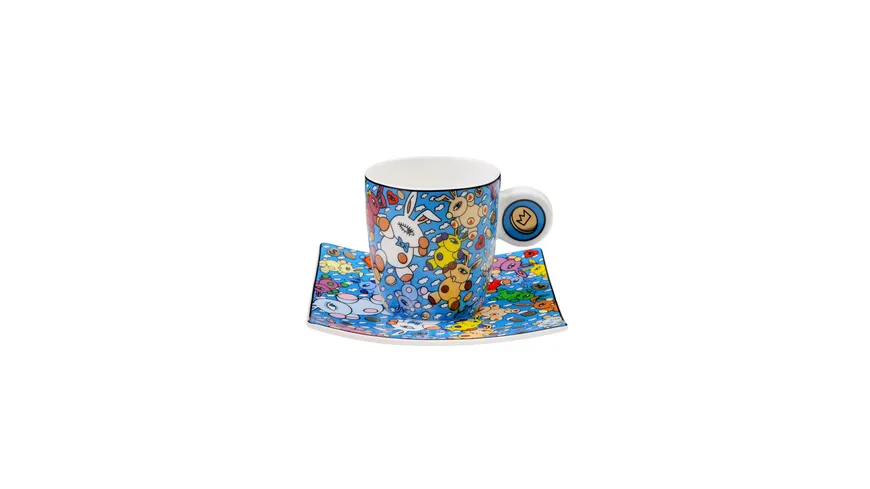 Goebel Espressotasse Mauro Bergonzoli - Magic Bunny Explosion blau, mehrfarbig