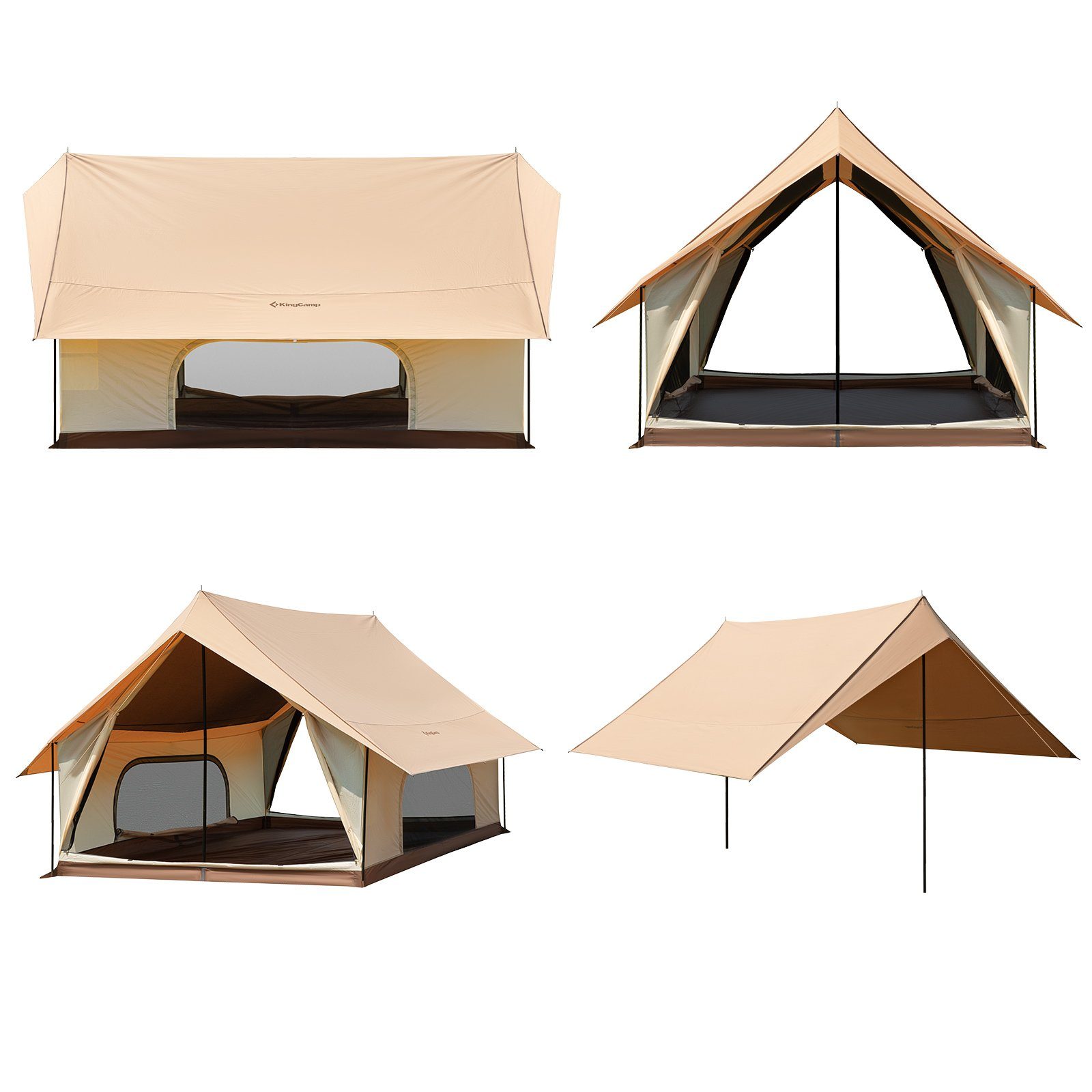 KingCamp Firstzelt Hauszelt Pinehouse 3-4 Personen, Familien Zelt Campingzelt Baumwolle