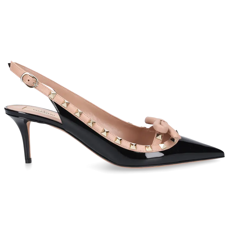Valentino Garavani - Slingpumps ROCKSTUD BOW Lackleder - schwarz