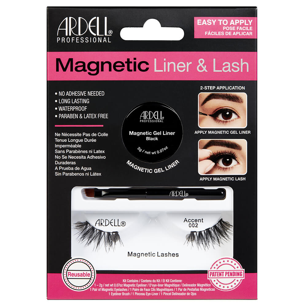 Ardell Kit de Faux-Cils magnétiques avec Gel Liner Noir (2gr) Accent 002 Kit Faux-Cils Magnétiques avec aimant invisible