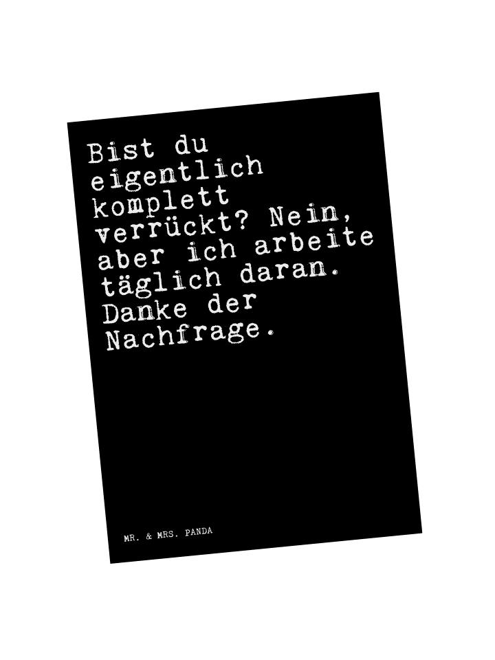 Mr. & Mrs. Panda Postkarte Bist du eigentlich komplett... mit Sp... in Schwarz günstig kaufen onesize