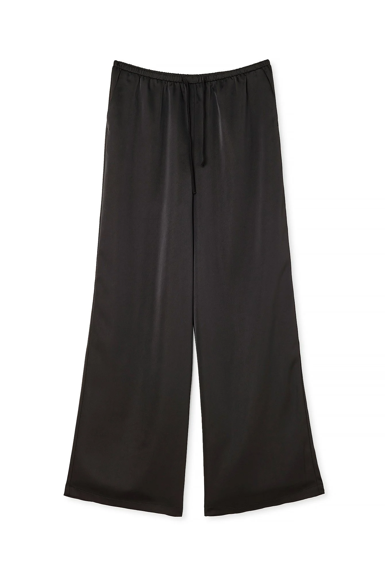 Satin-Hose mit elastischer Taille und mittelhohem Bund