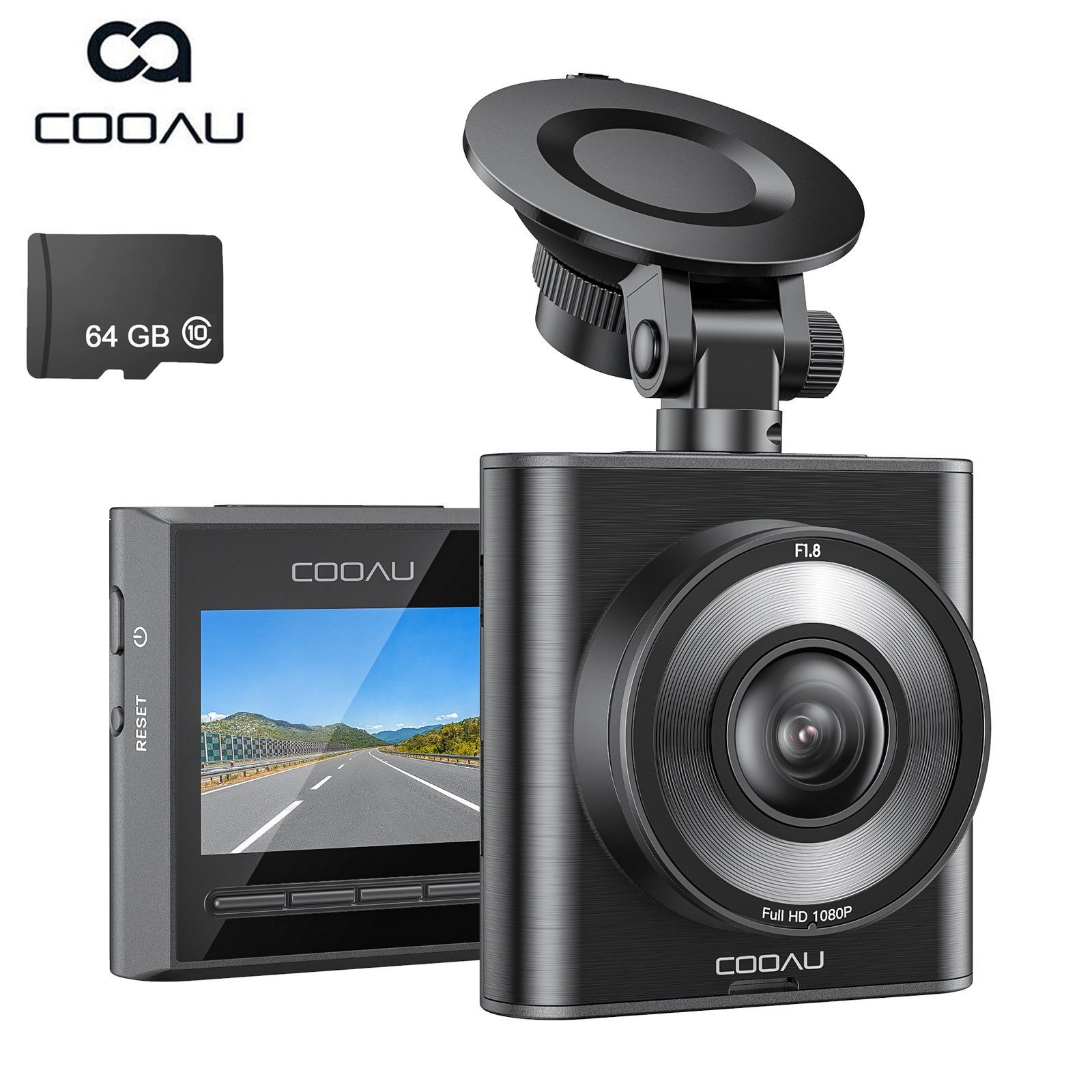 COOAU Dual Dashcam WiFi 1920P Frontkamera+FHD 1080P Heckkamera mit SD Karte Dashcam (FHD, WLAN (Wi-Fi), Auto-Armaturenbrettkamera mit integrierter Nachtsicht, Weitwinkel,WDR, Mini-Gehäuse und großer Bildschirm,Superkondensator,Loop-Aufnahme)