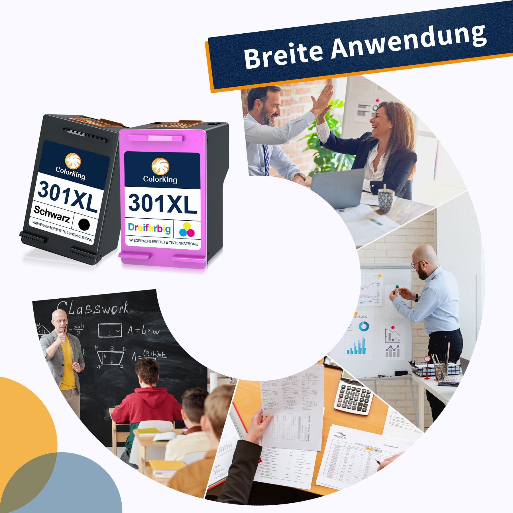 ColorKing Schwarz black multipack für HP 301 XL 301XL Deskjet 2540 1010 Tintenpatrone