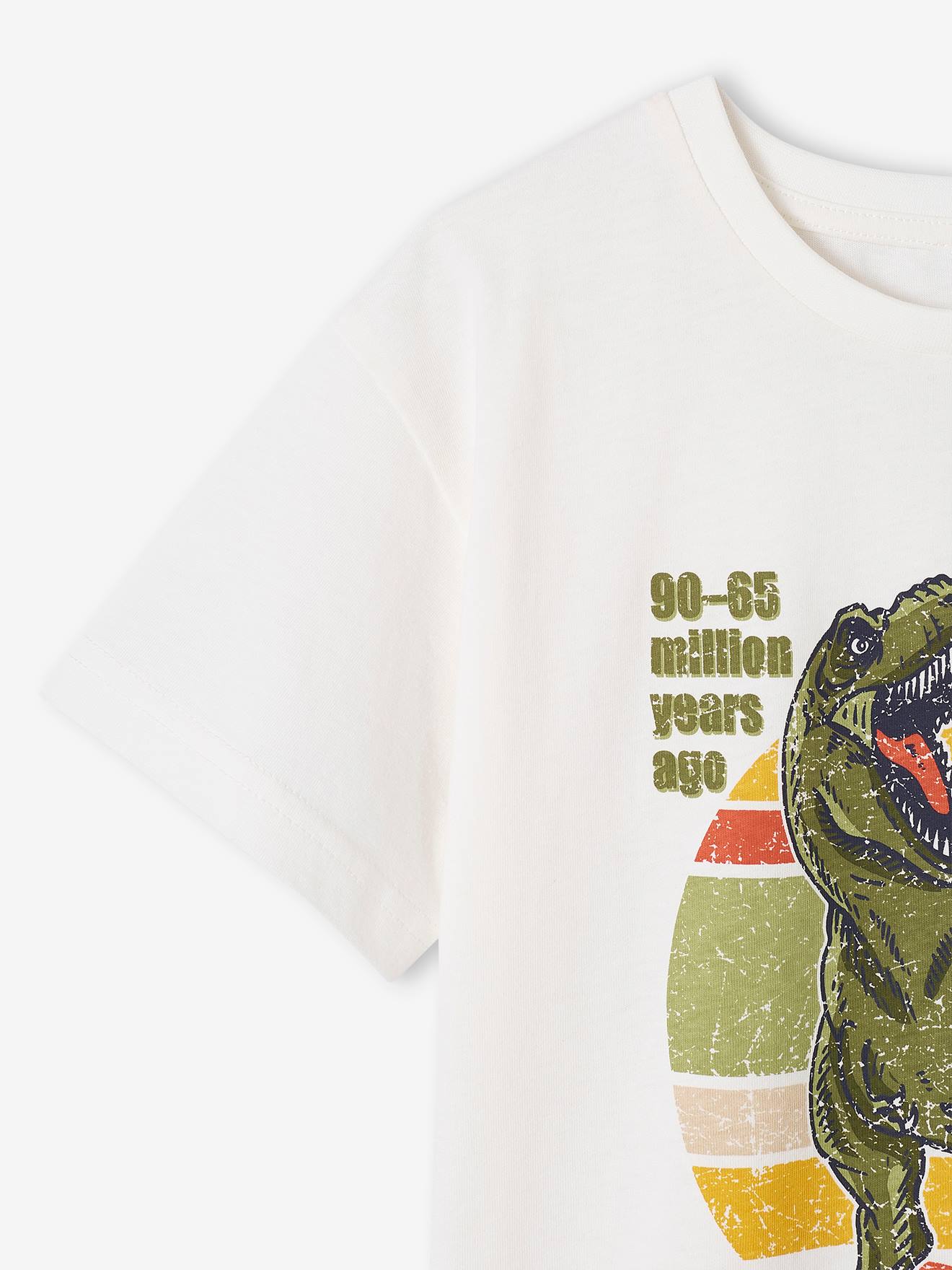 Vertbaudet Jungen T-Shirt mit Dino - wollweiß