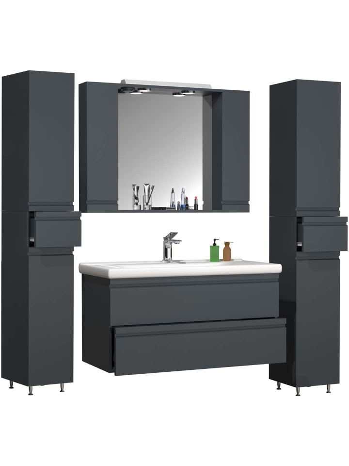 ebuy24 Badmöbelset SiloraXL Anthrazit 160 x 46 cm günstig kaufen onesize