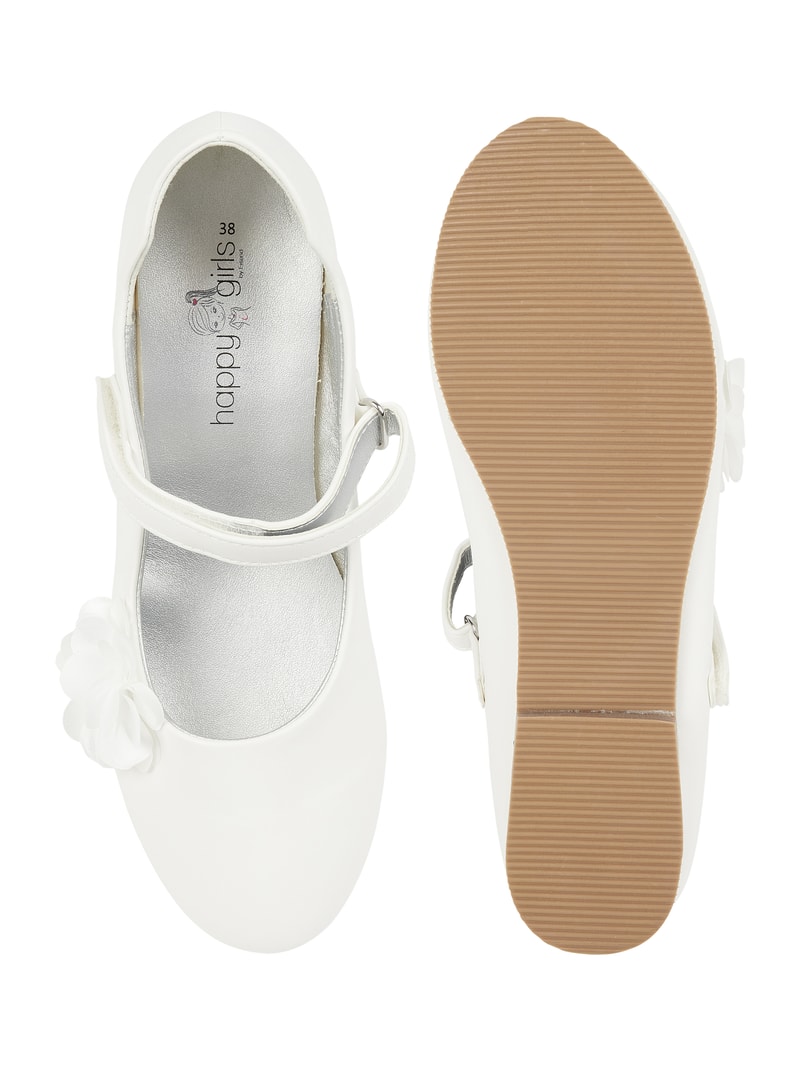 Ballerinas mit Blüten-Applikation in ecru