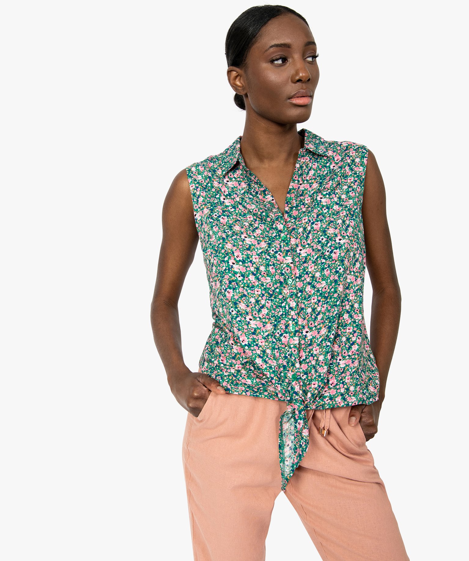 Chemise femme imprimée sans manches imprime | GEMO