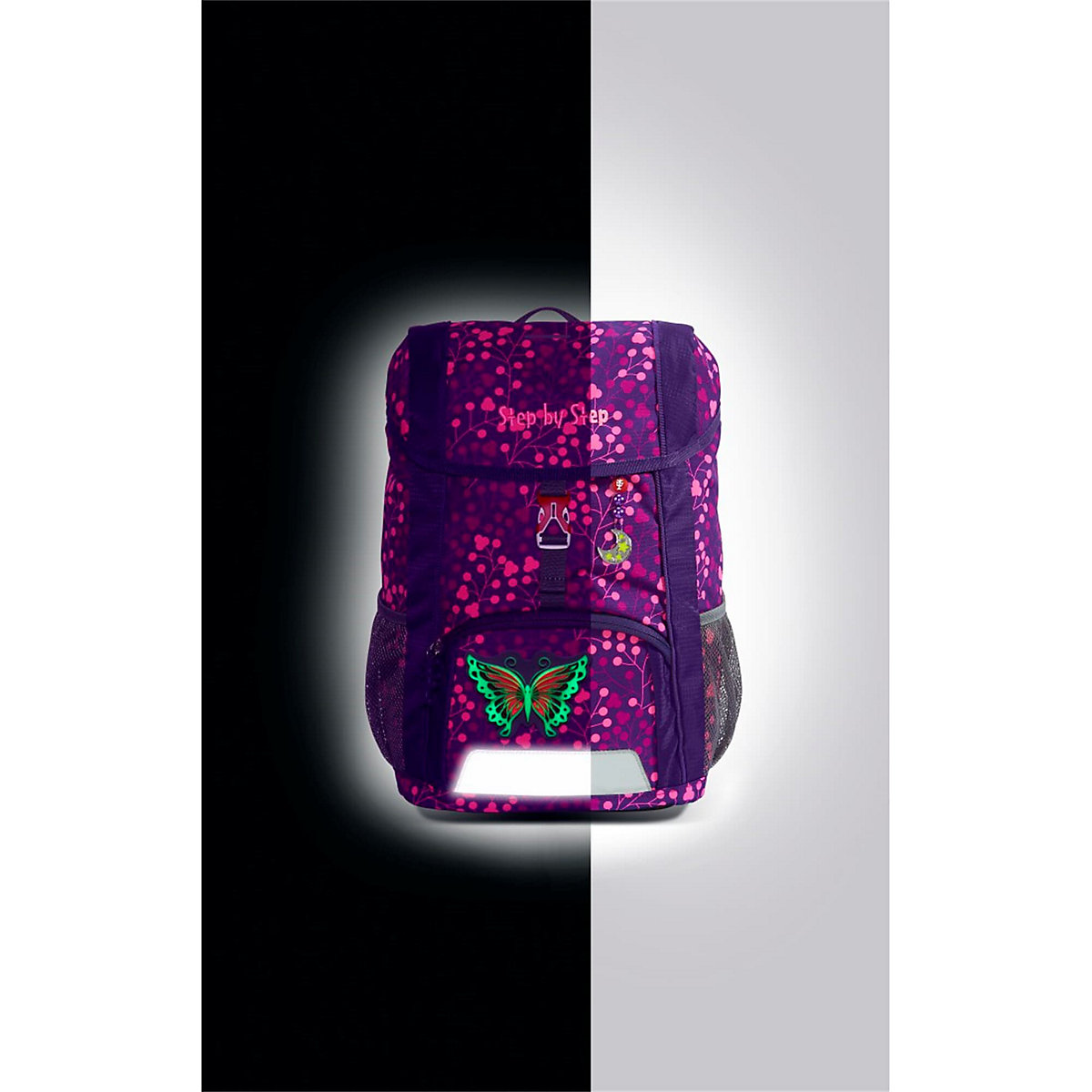 Kinderrucksack KID SHINE Butterfly Night Ina, inkl. Sitzkissen & MAGIC MAGS