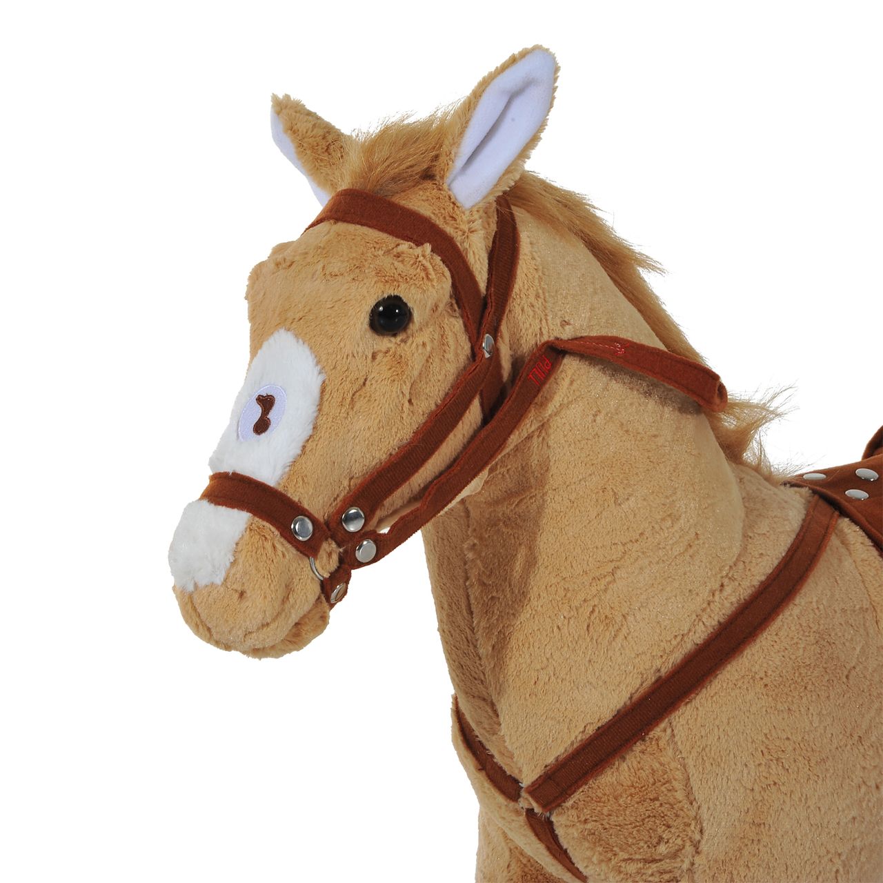 HOMCOM Reitpferd Spielpferd Plüschpferd Spielpferd für Kinder Stehpferd mit Sound Beige 85 x 28 x 60 cm