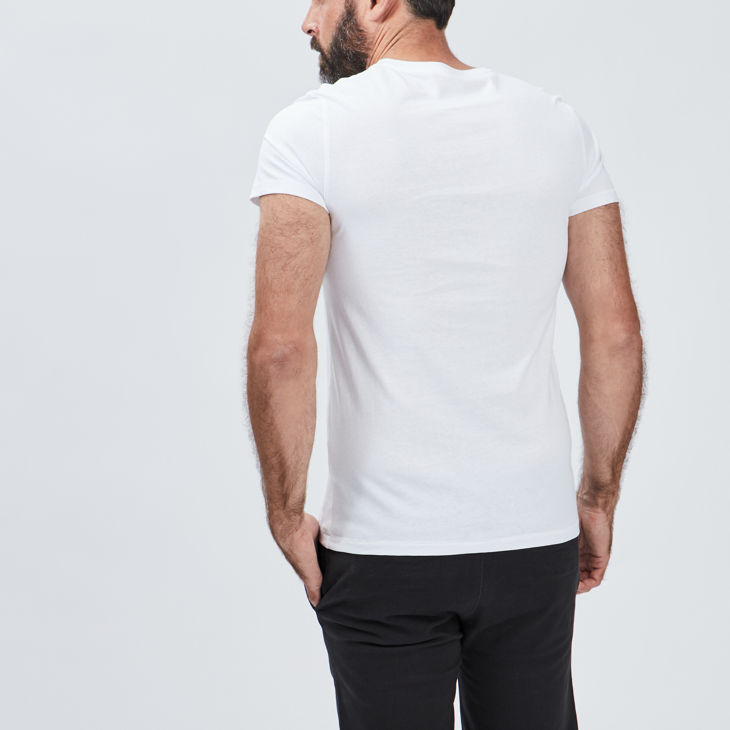 T-shirt manches courtes col tunisien blanc homme | La Halle