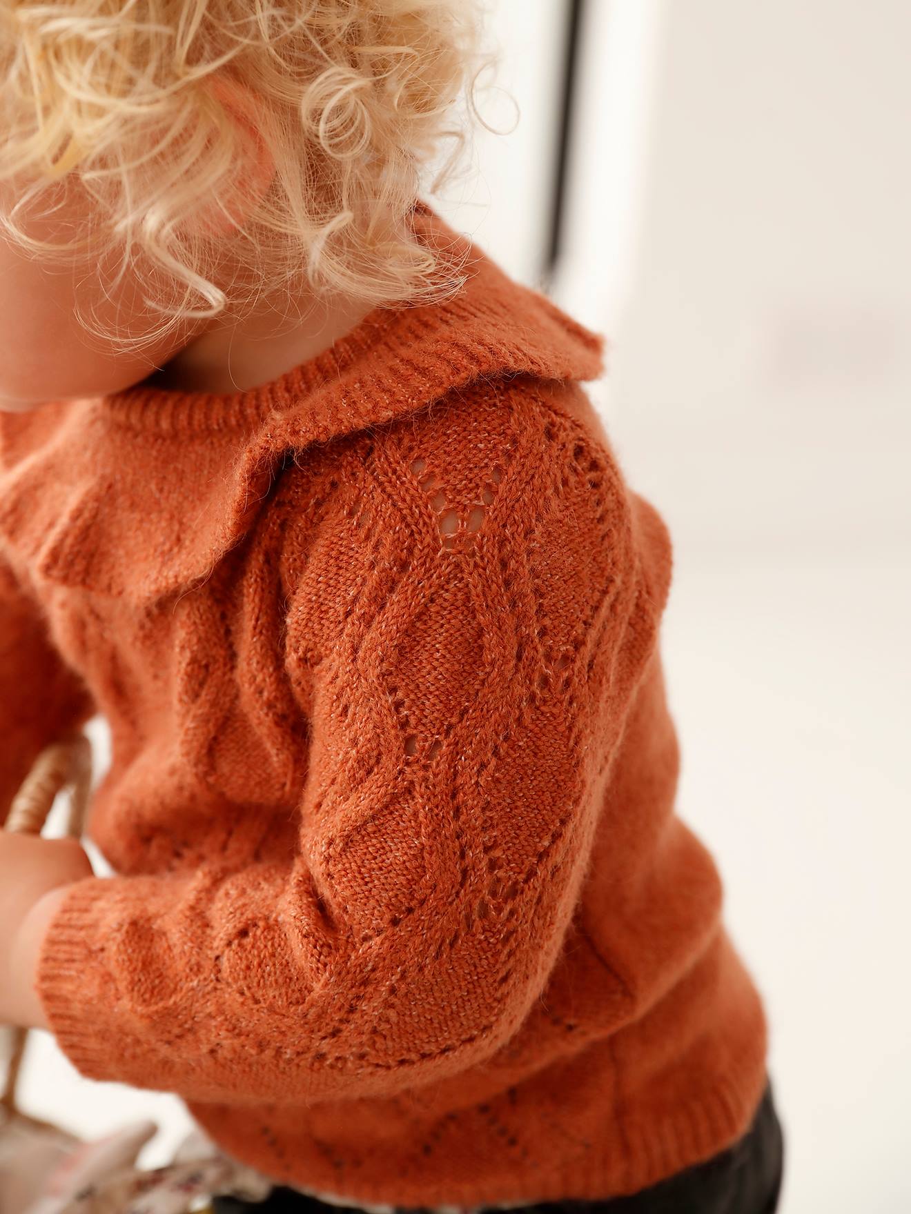 Pull losanges bébé rouille