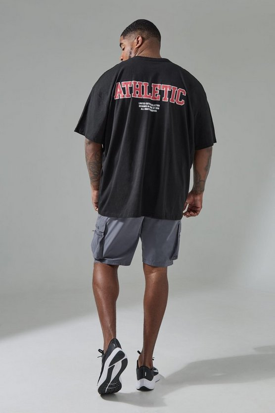 Plus Oversize Man Active T-Shirt mit Athletic Print