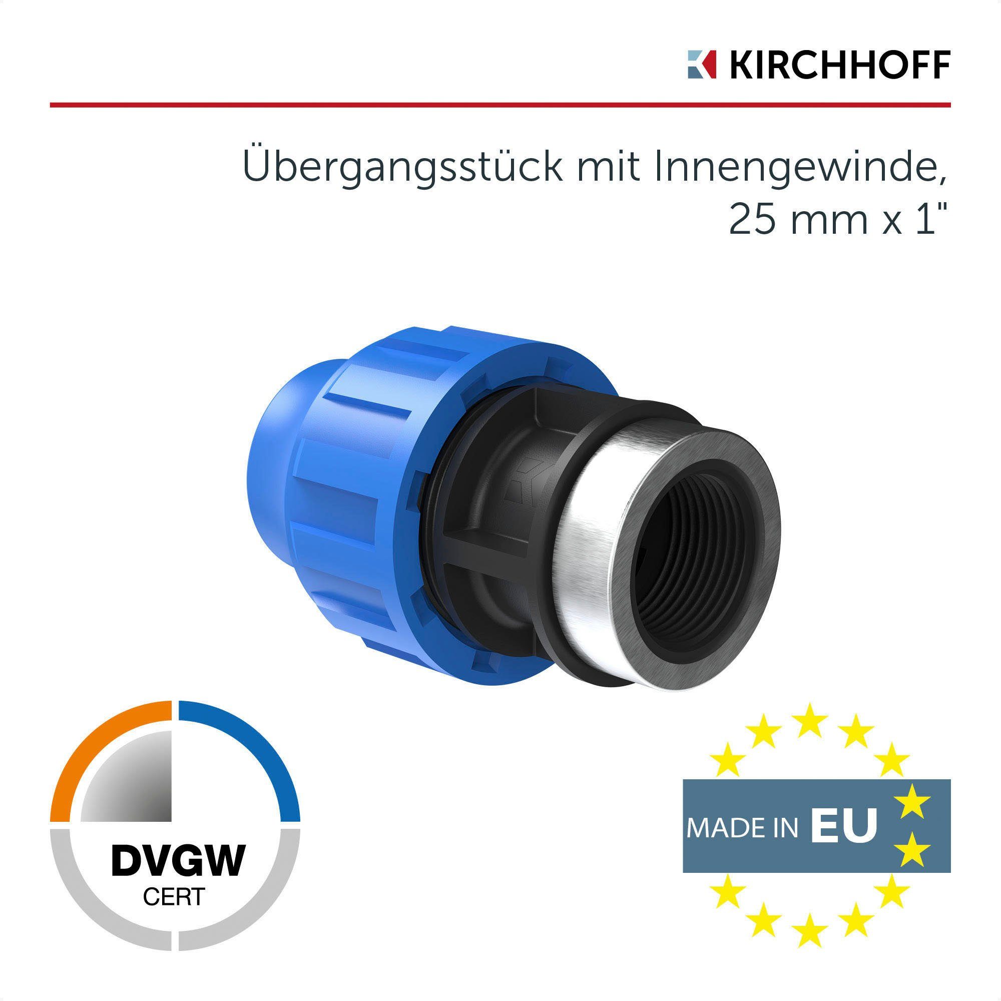 Kirchhoff Anschlussstück, Übergangsstück für HDPE Rohr, 25 mm x 1/2