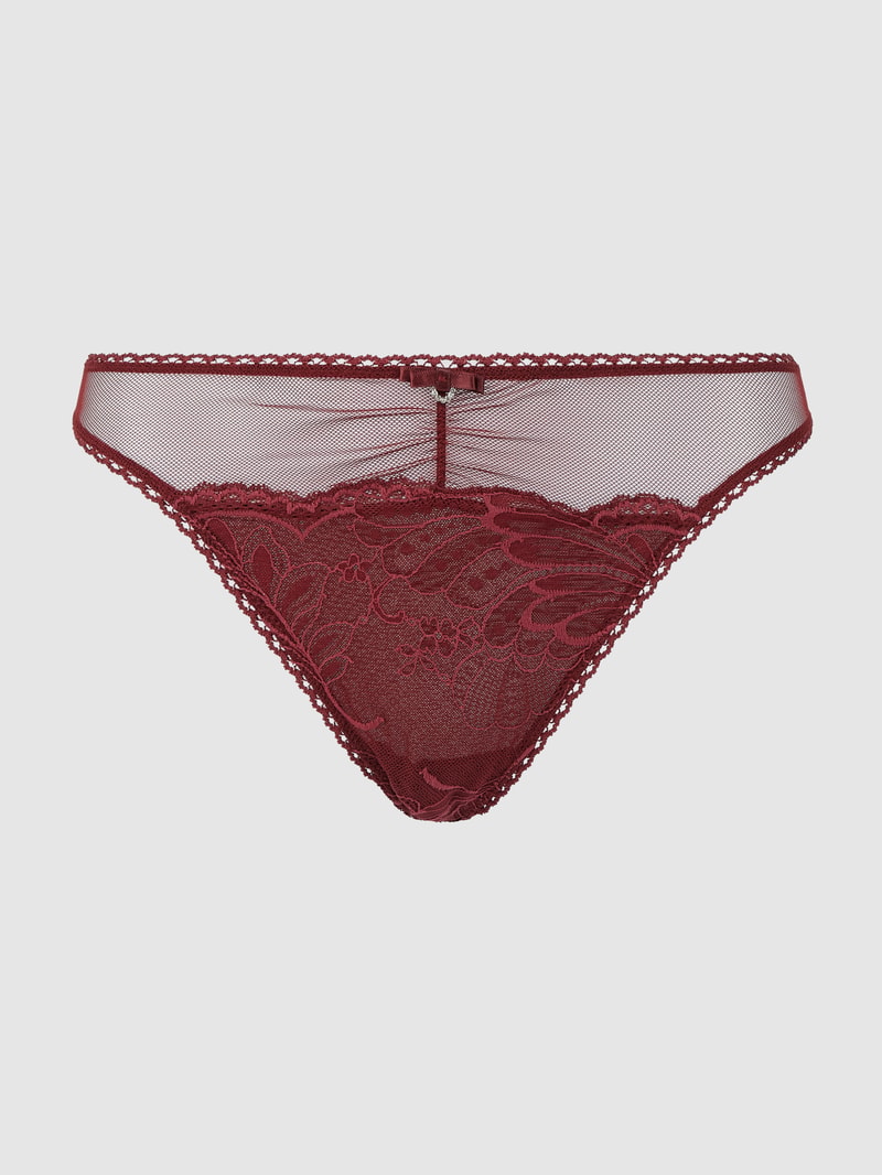 String aus Mesh und Spitze Modell 'Antonella' in bordeaux rot