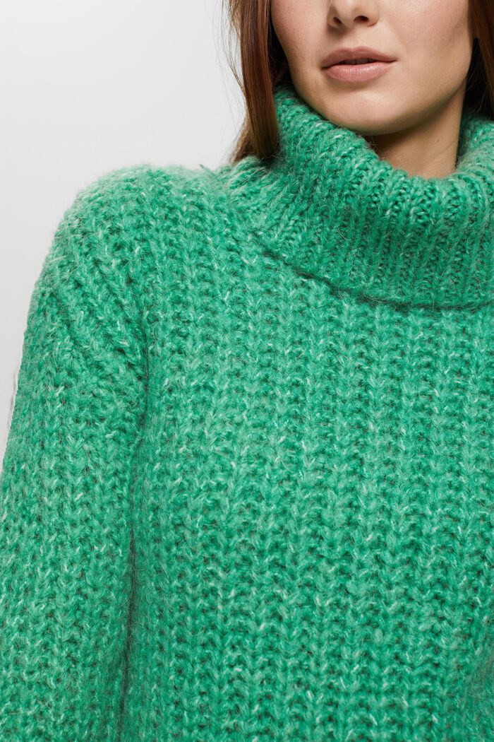 Grobstrickpullover mit Rollkragen, mit Alpaka und Wolle