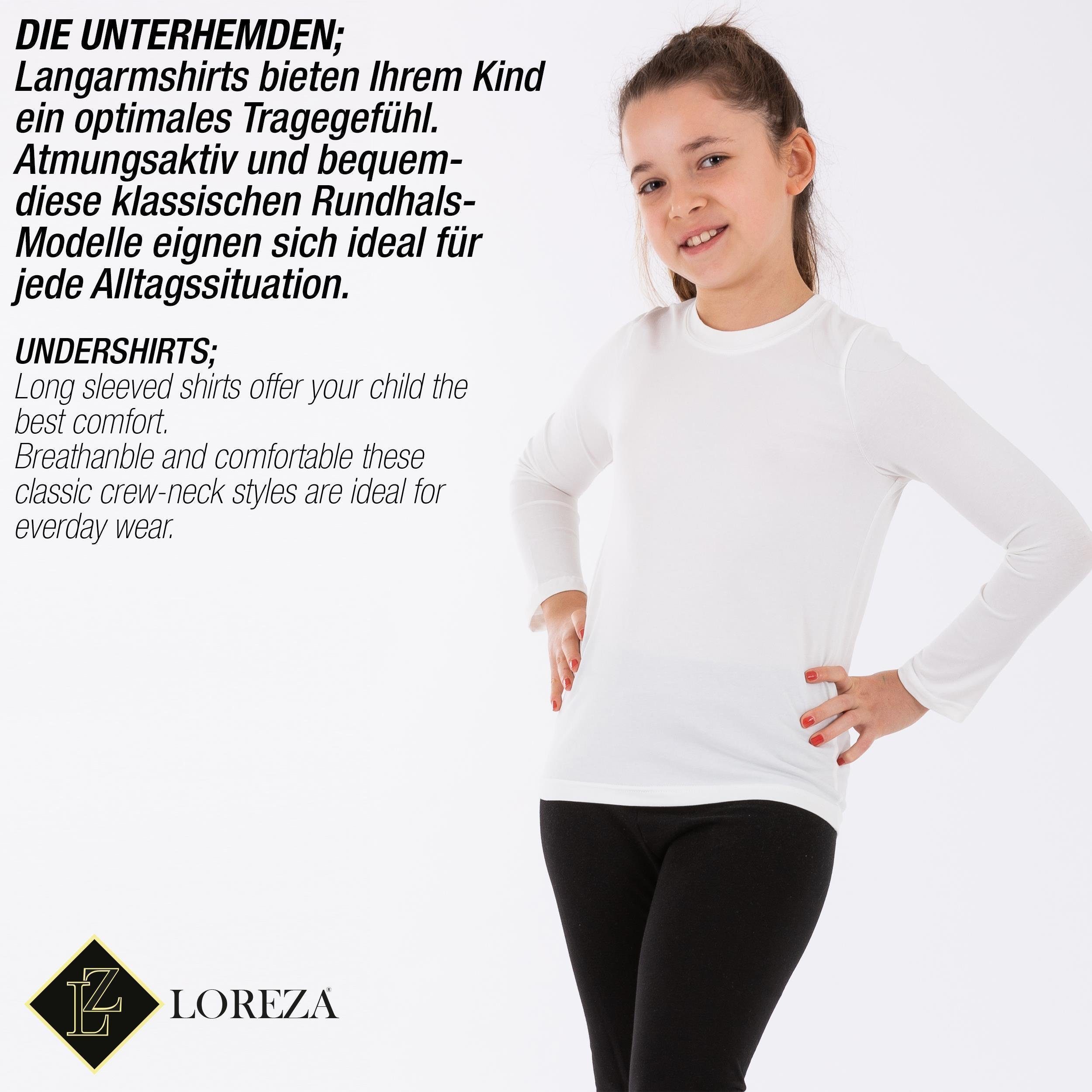 LOREZA Unterhemd 3er Pack Kinder Mädchen Langarmshirts Unterhemden Body Shirt (Set, 3-St)