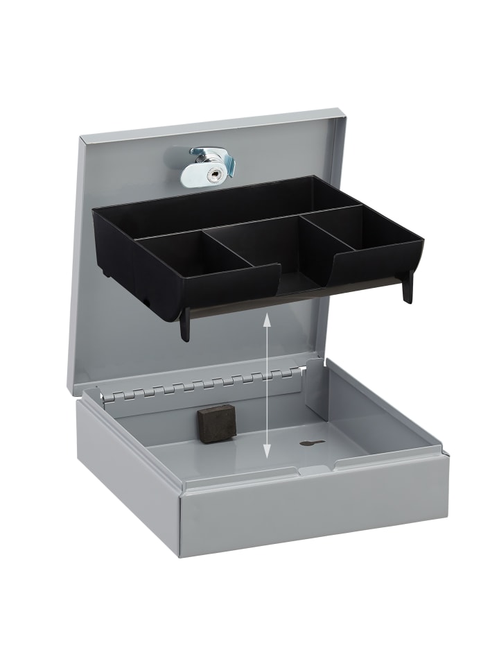 relaxdays Geldkassette in Grau - (B)17,5 x (H)5,5 x (T)17 cm günstig kaufen onesize