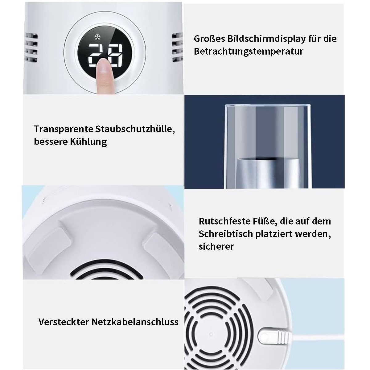 Yoyaxi Tassenwärmer Elektrischer Thermobecher, 60°C-2°C, für Kaffee, Tee und Getränke, Heiz- und Kühlfunktionen, wasserdicht, automatische Abschaltung