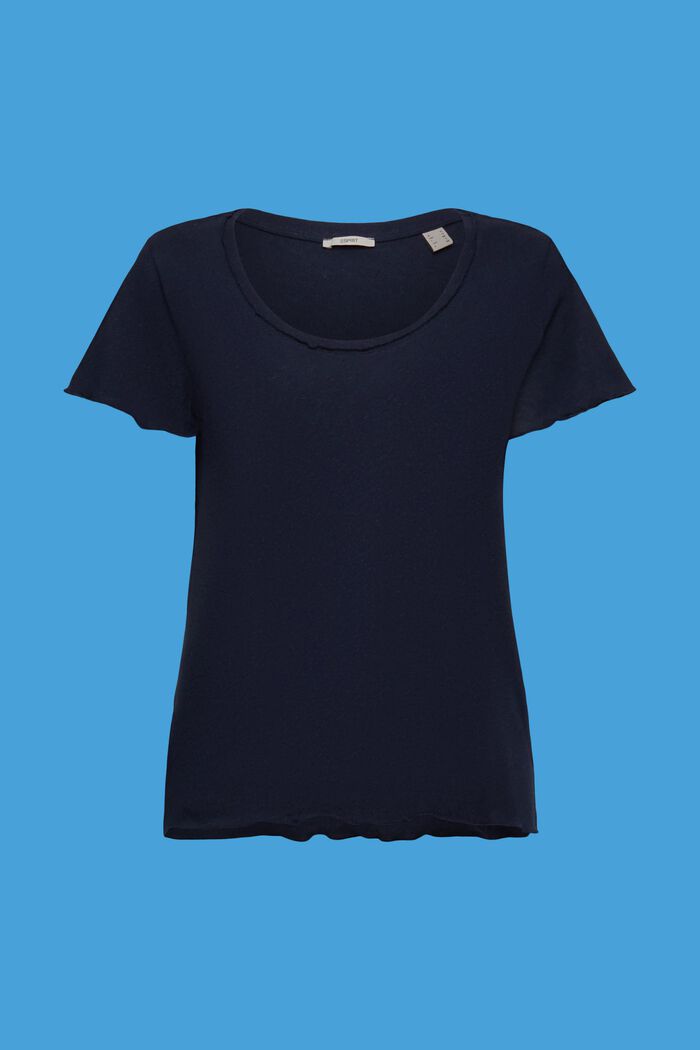 T-Shirt mit Rollkanten, Baumwolle-Leinen-Mix