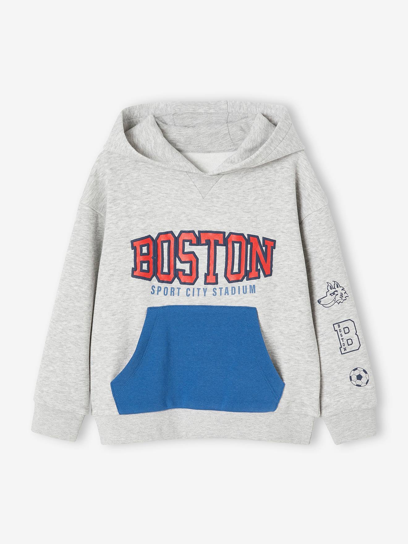Vertbaudet Jungen Sport-Kapuzensweatshirt BOSTON - grau meliert