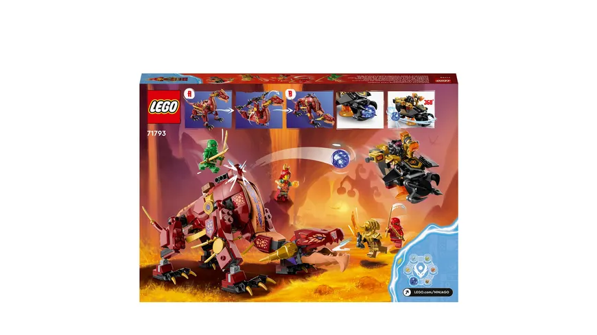 LEGO NINJAGO 71793 Wyldyres Lavadrache, Drachen-Spielzeug mit Figuren