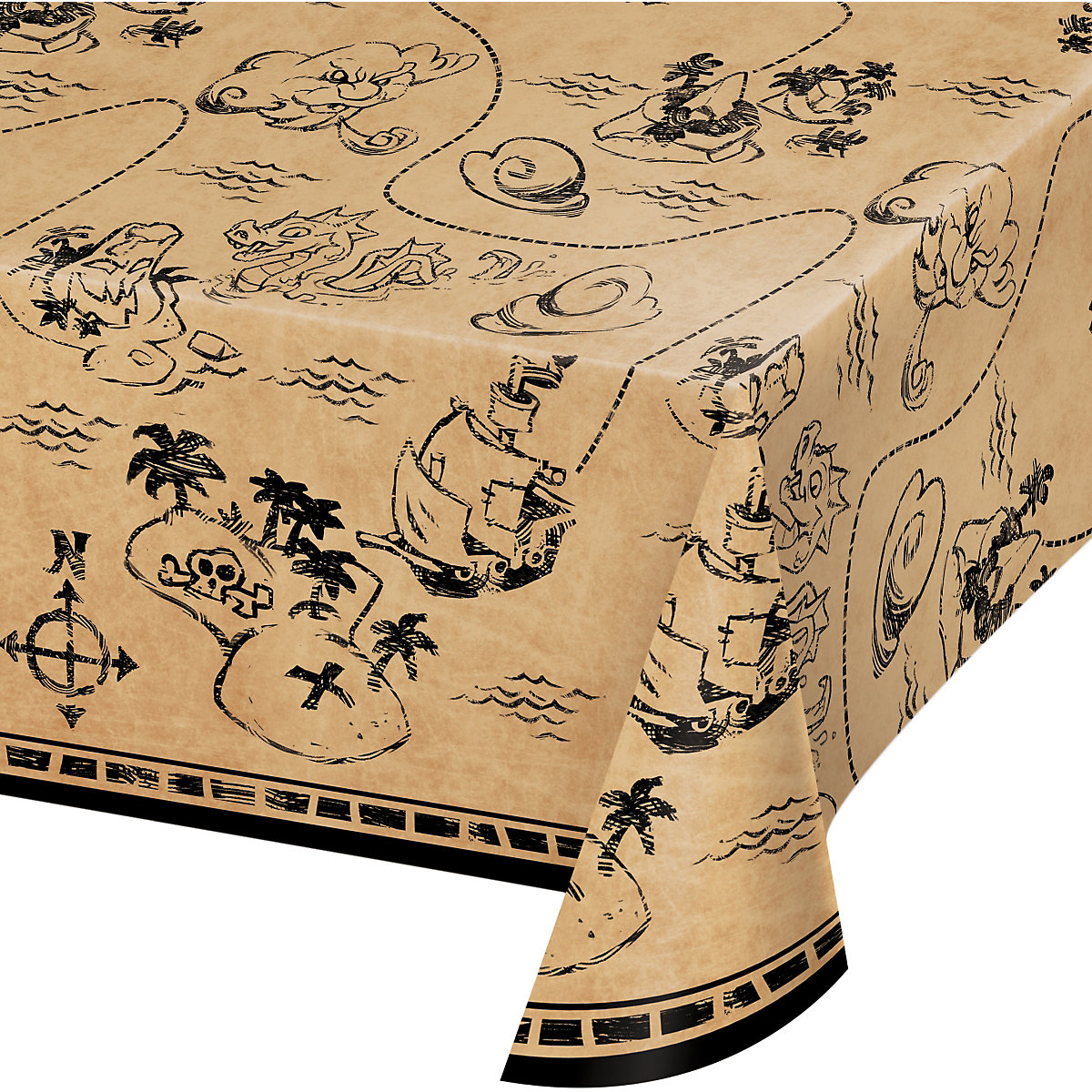 Party-Tischdecke Piratenschiff, Kunststoff, 137 x 259 cm