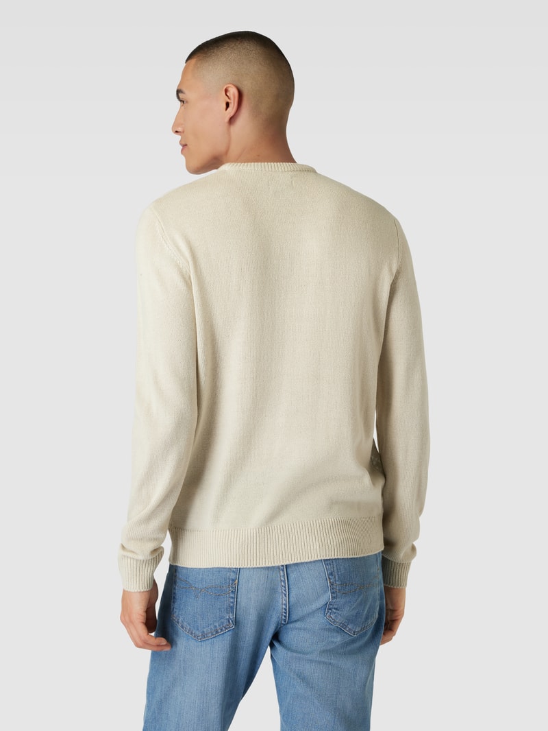 Strickpullover mit Rundhalsausschnitt und Motiv in stein