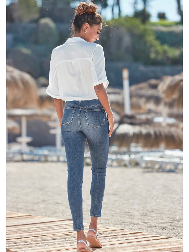LASCANA High-waist-Jeans in blue-washed günstig kaufen