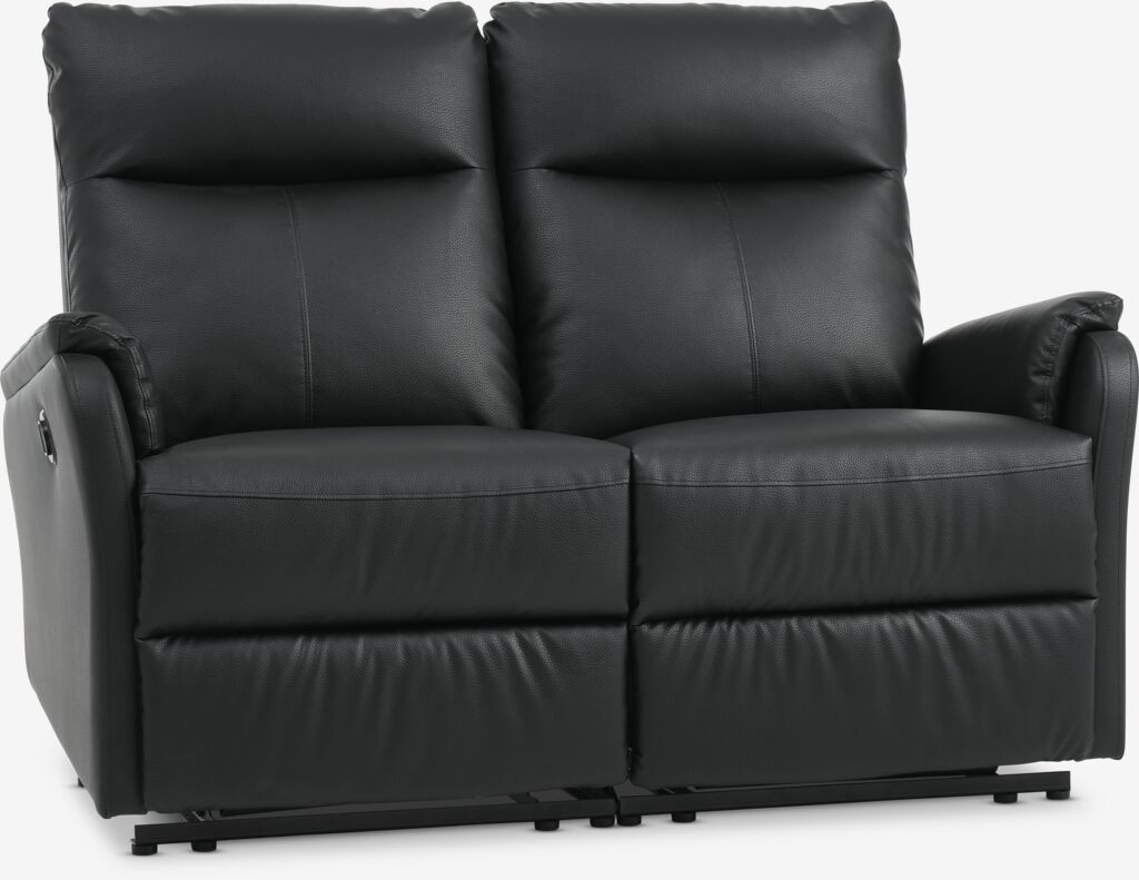 ABILDSKOV Sofa ABILDSKOV 2-osobowa elektryczna czarna imitacja skóry