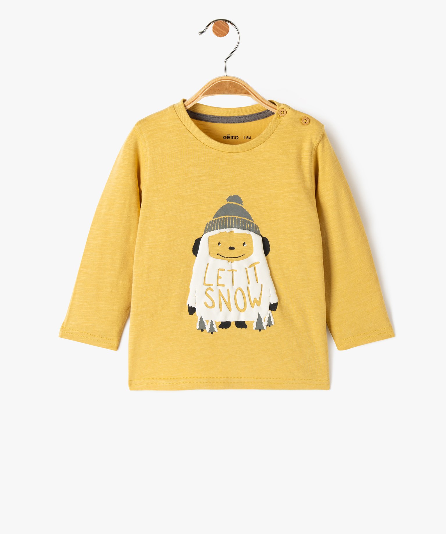 Tee-shirt bébé Garçon à manches longues avec motif jaune | GEMO