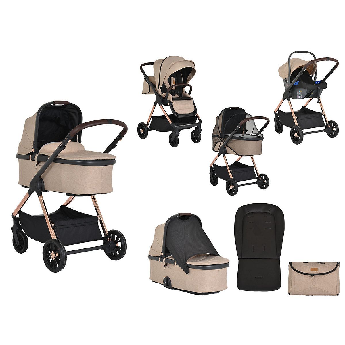 Kombikinderwagen 3 in 1 Empire Babyschale Babywanne Sportsitz Tasche Kombikinderwagen
