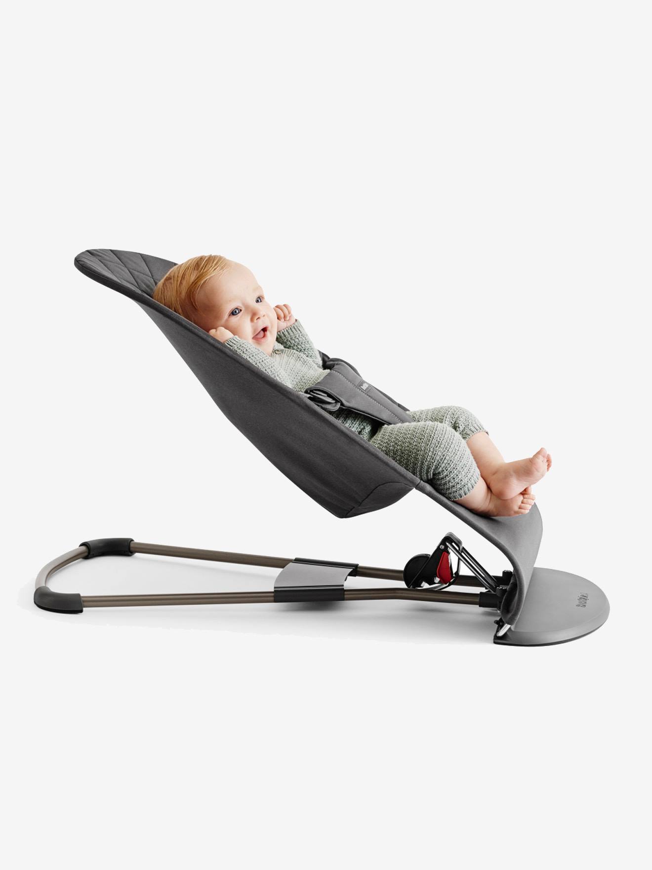 Transat Bliss en coton BabyBjörn gris clair/matelassage pétales
