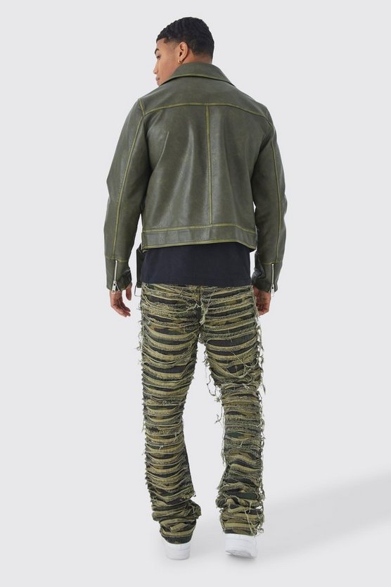Zerrissene Slim-Fit Camouflage-Hose