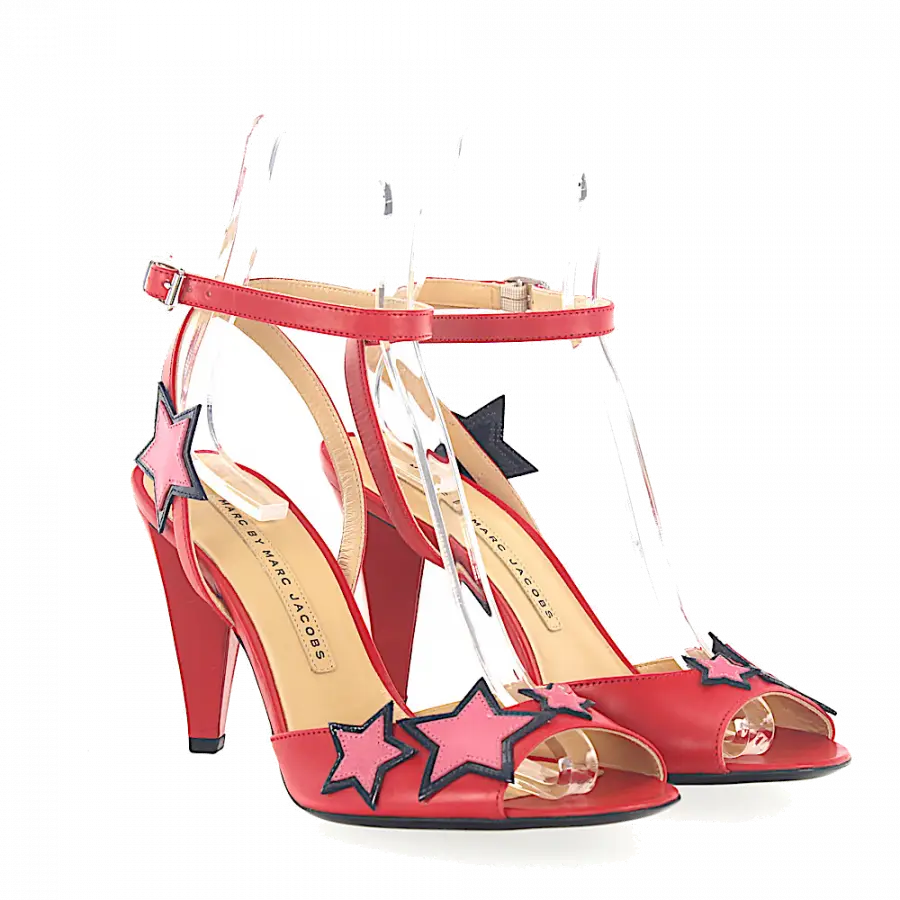 Marc Jacobs - Sandalen 693853 Glattleder Sternenmuster rosa rot - rot