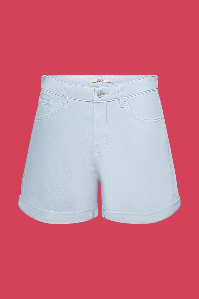 Jeansshorts mit hohem Bund und Umschlagsäumen
