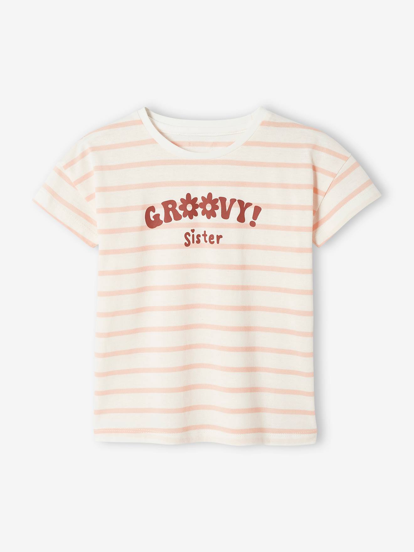 Ensemble tee-shirt et jupe en gaze de coton fille terracotta