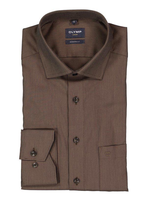 OLYMP, Hemd, Modern Fit, Baumwolle, Erxtra langer Arm 69, braun meliert