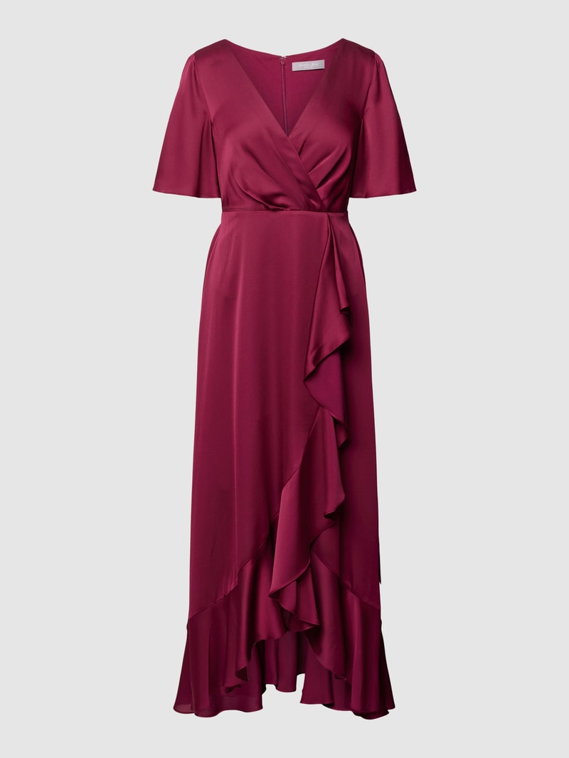Abendkleid mit Flügelärmeln in kirschrot